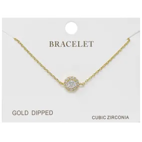 CZ Pave Halo Charm Delicate Chain Bracelet