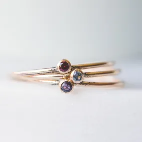 Delicate Birthstone Stacking Ring- 14k GF