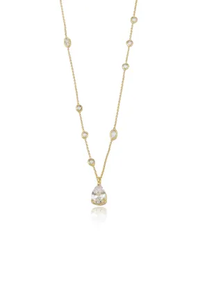 Delicate Crystal Pendant 18 Gold Plated Necklace