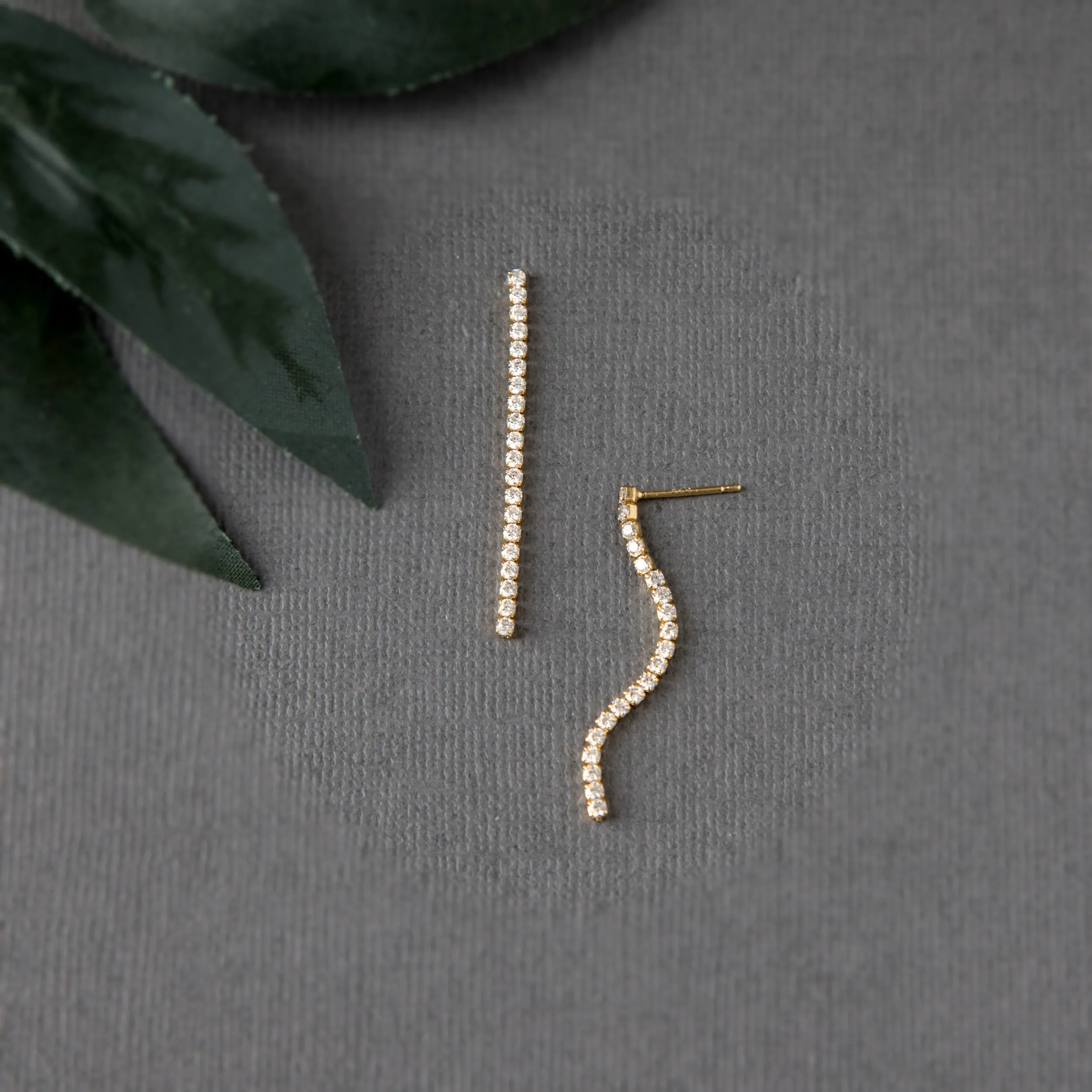 Delicate CZ Line Drop Earrings