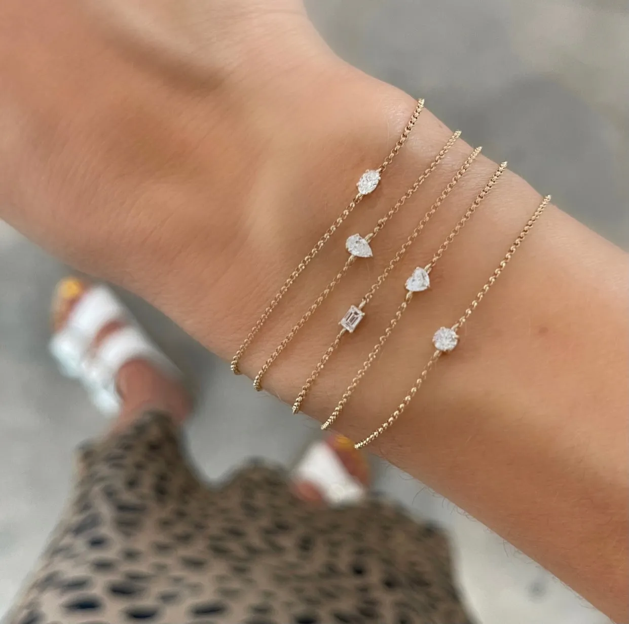 Delicate Diamond Solo Shape Bracelet