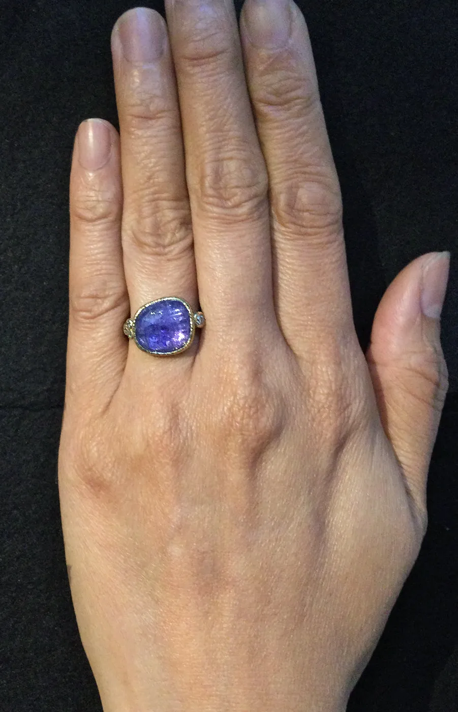 Delicate Double Band ring with free form tanzanite