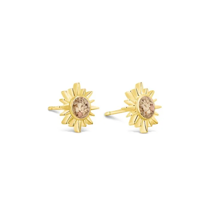 Delicate Dune Sunburst Stud Earrings - 14k Gold Vermeil