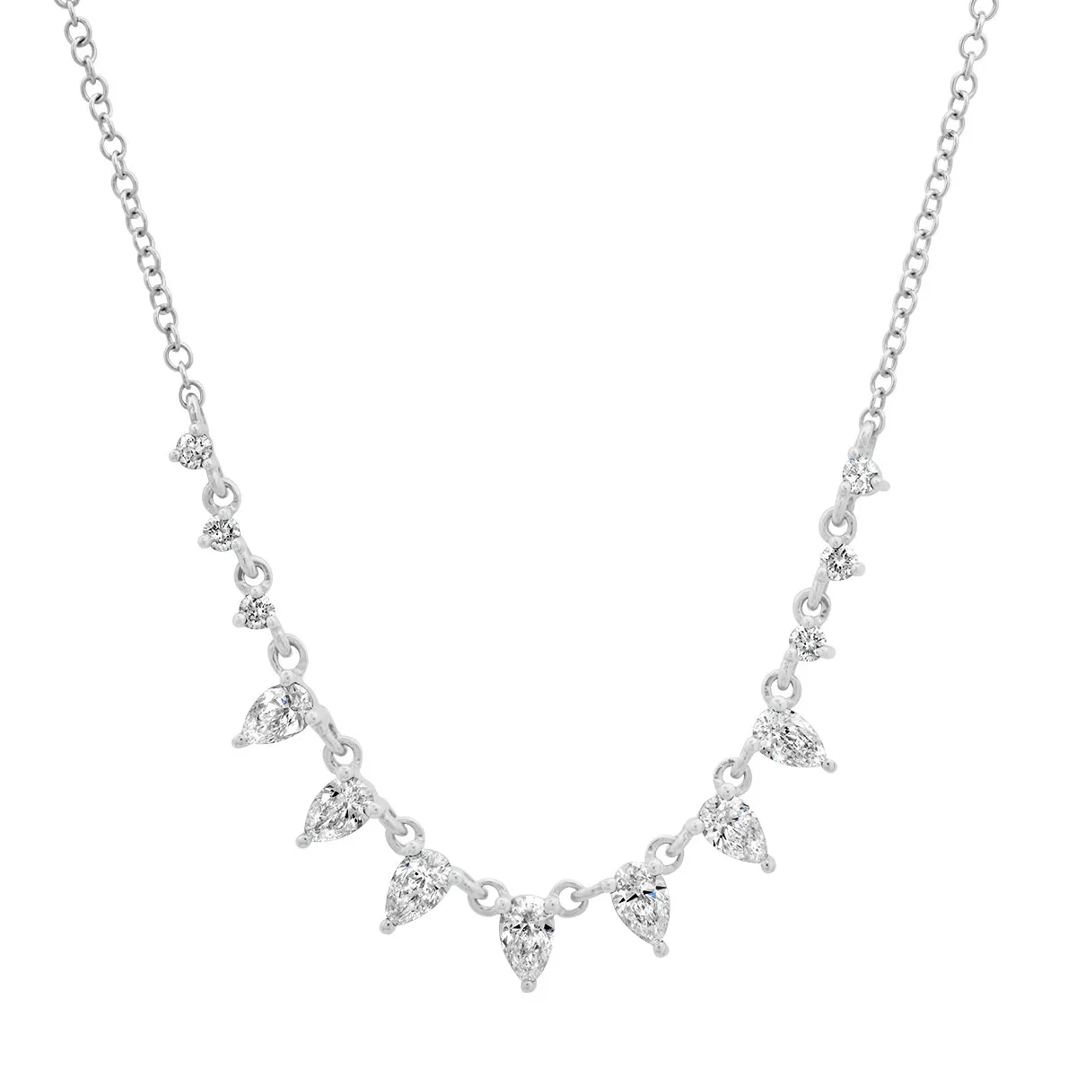 Delicate Graduated Pear Shaped Diamonds Necklace