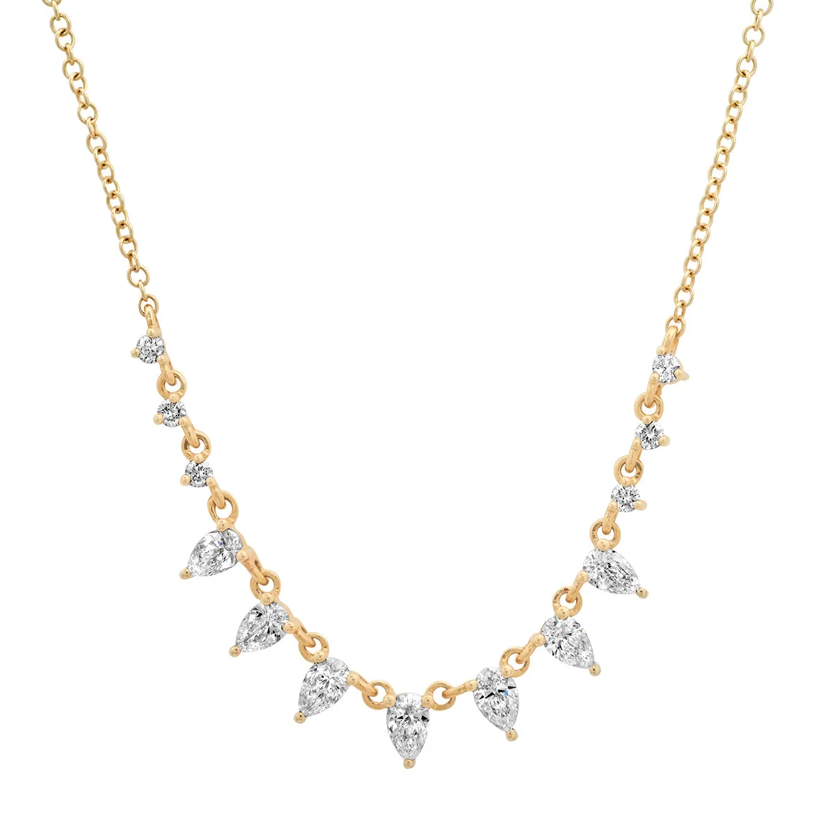 Delicate Graduated Pear Shaped Diamonds Necklace