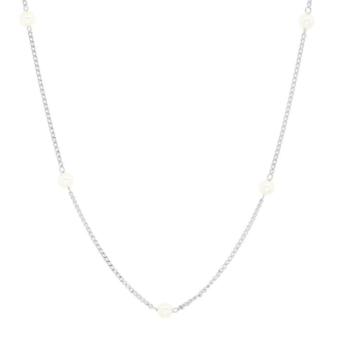 Delicate Pearl Station Necklace