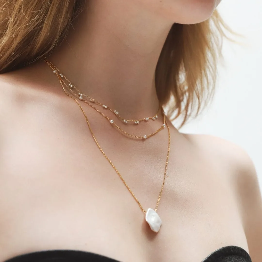 Delicate Pearl Station Necklace