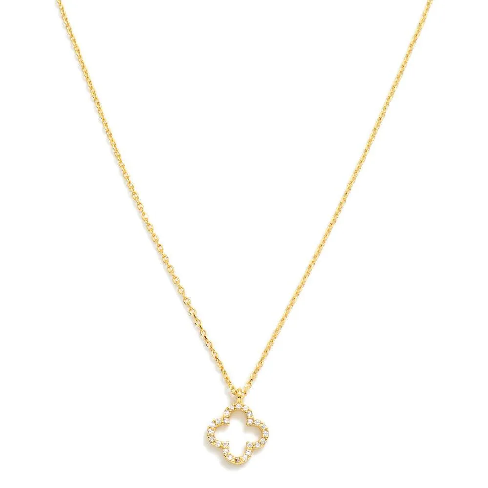 Delicate Rhinestone Clover Necklace