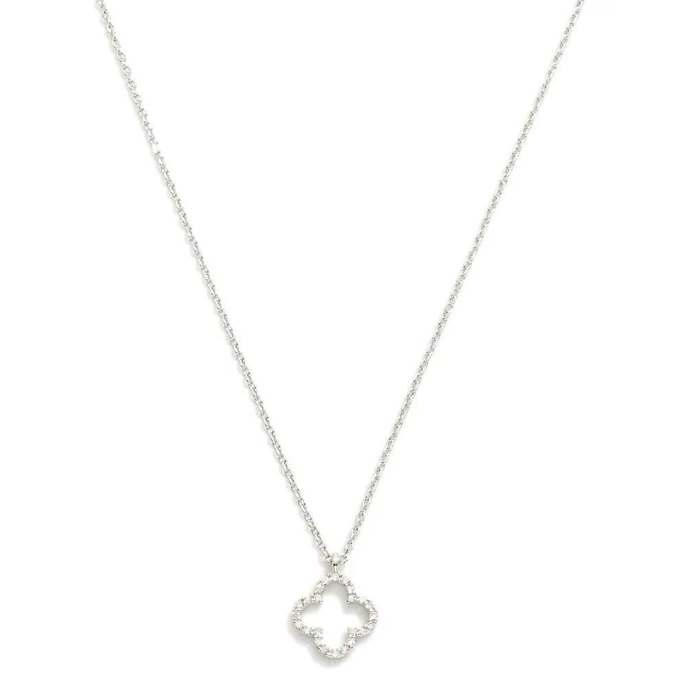 Delicate Rhinestone Clover Necklace