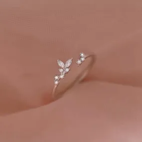 Delicate Silver Butterfly Open Ring