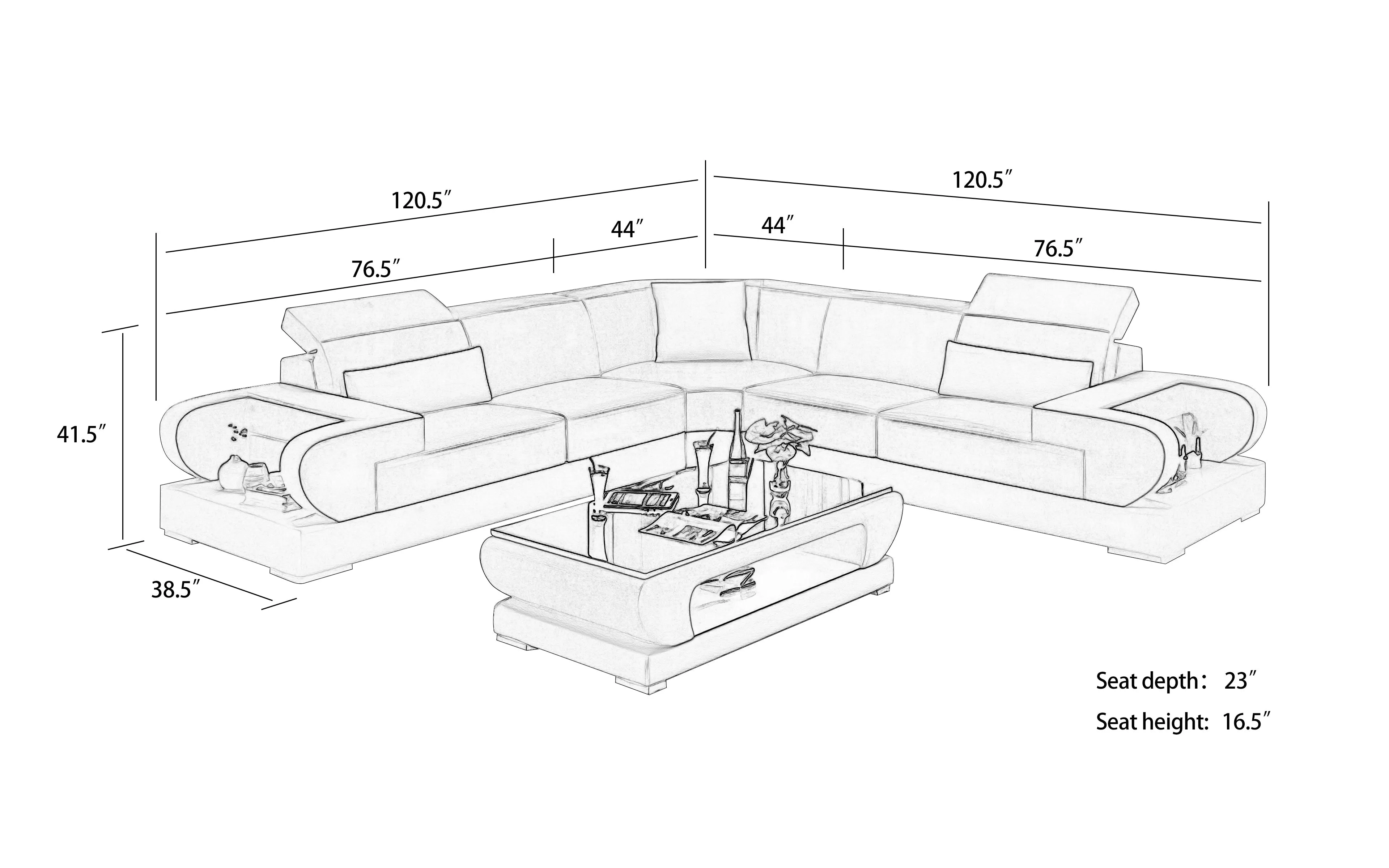 Ezrael Modern Leather Sectional