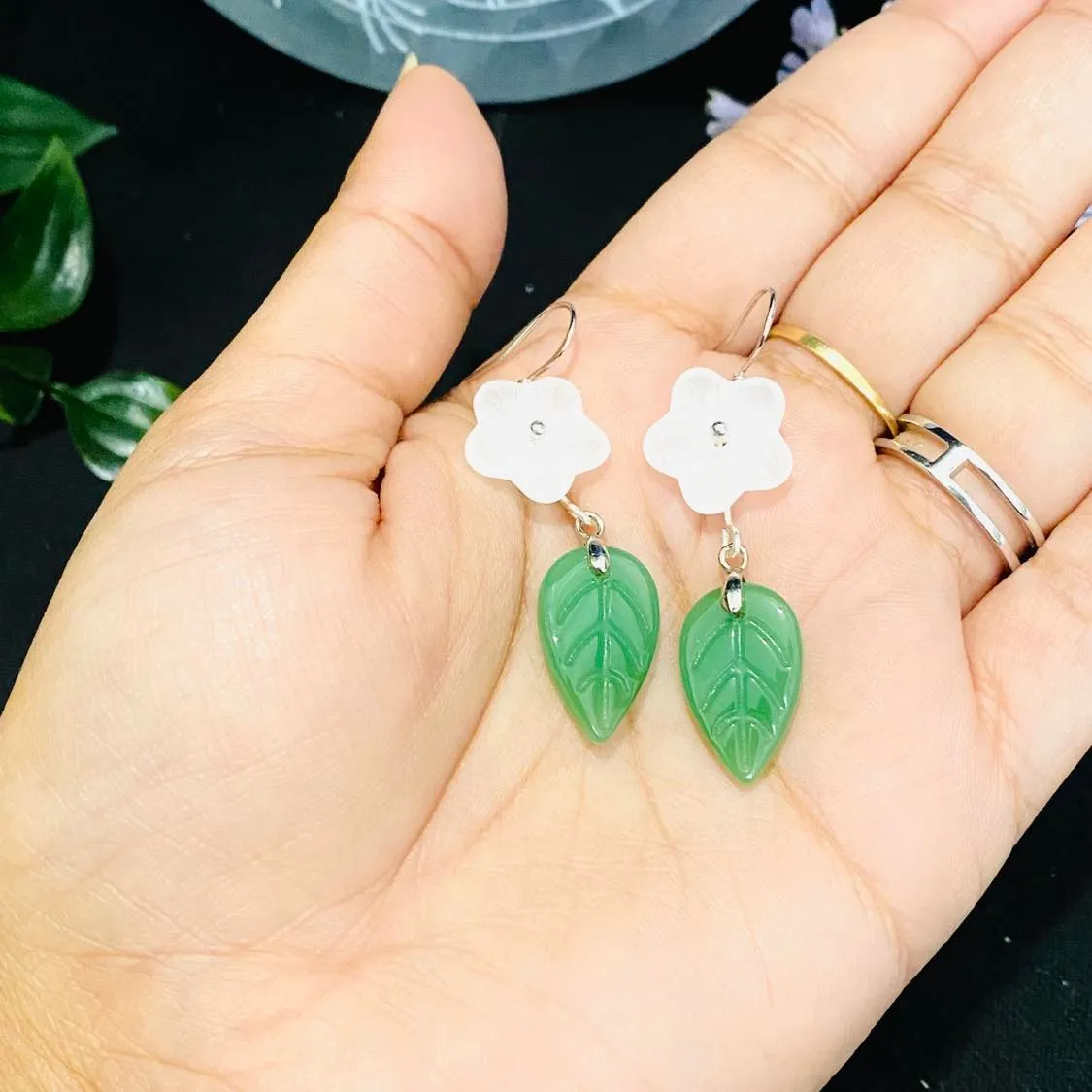 Floral Natural Crystal Earrings