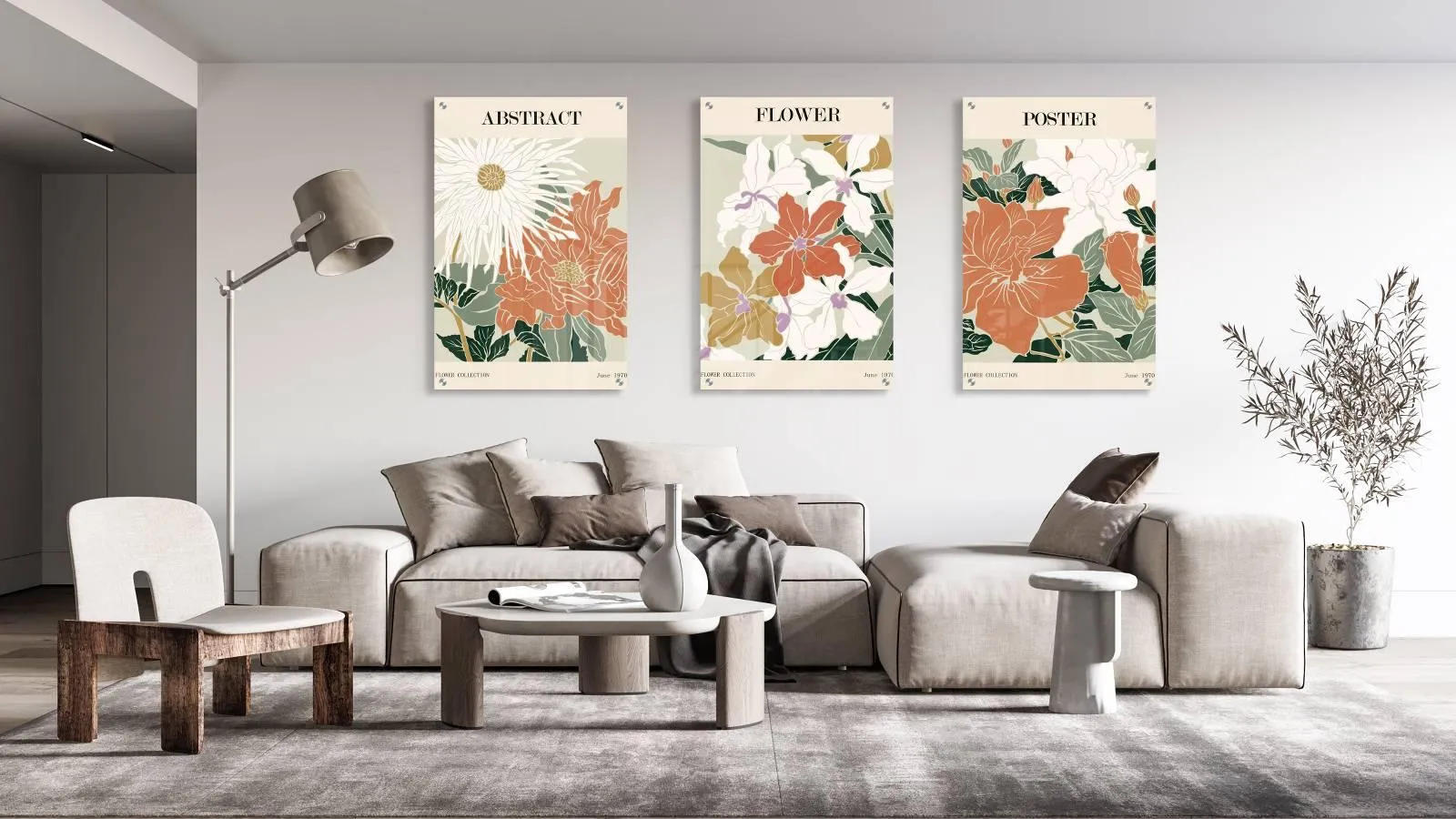 Flower Posters Set of 3 Prints Modern Wall Art Modern Artwork