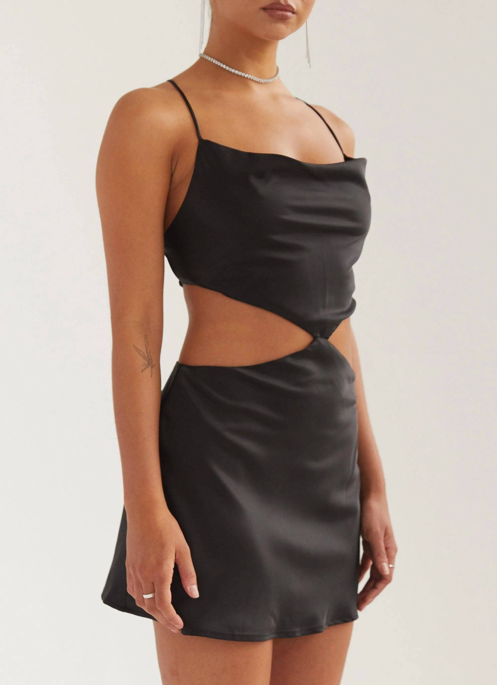 Fluid Satin Mini Dress - Shadow