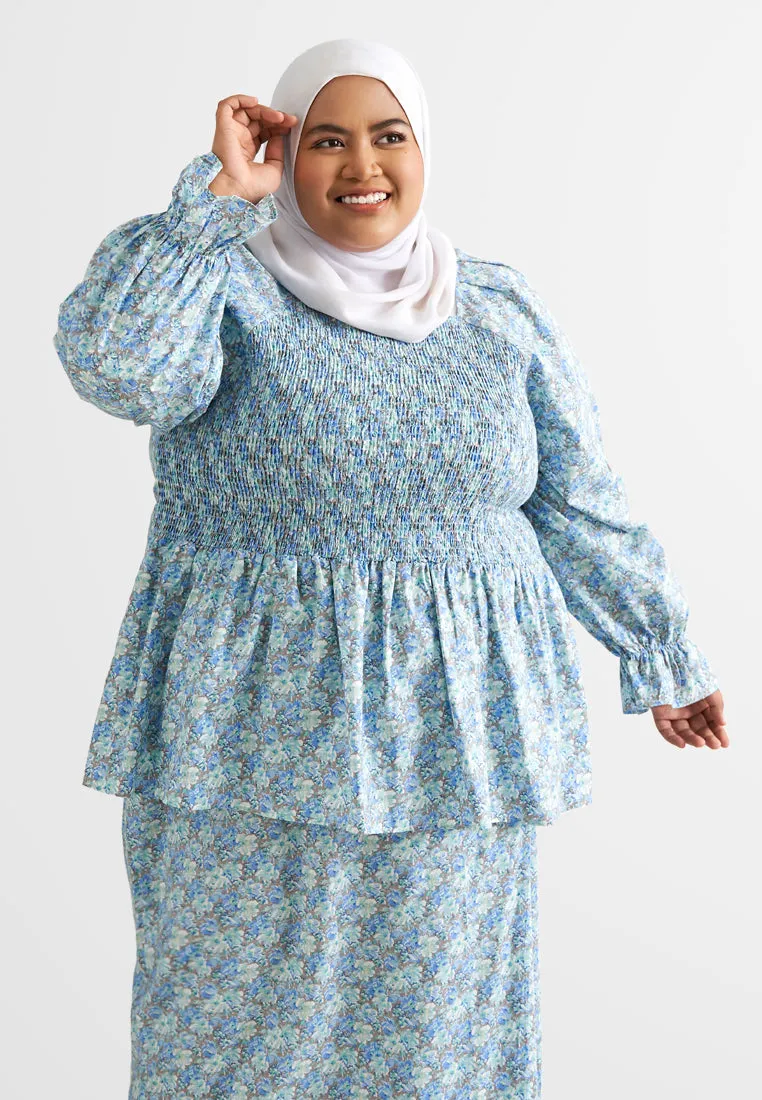 Gia Cotton Urban Smocked Peplum Kurung Set