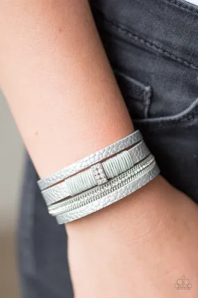 Glamor-azzi - Silver Leather Urban Paparazzi Jewelry Bracelet