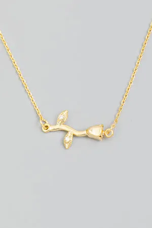 Gold Dipped Delicate Rose Necklace