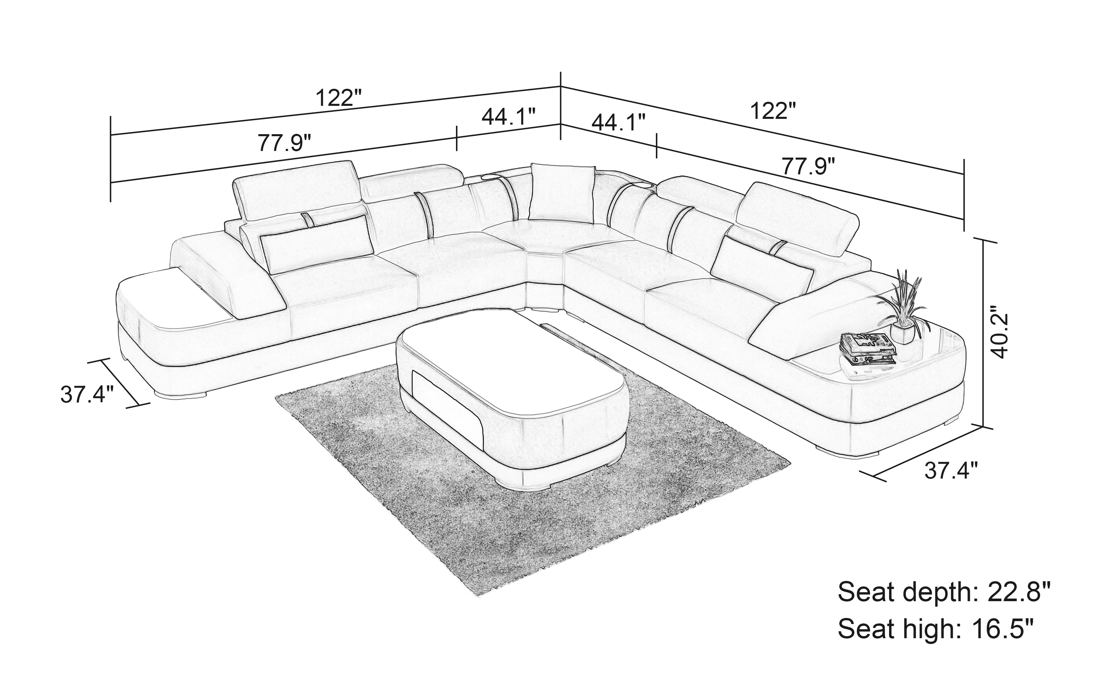 Grimdale Modern Leather Sectional