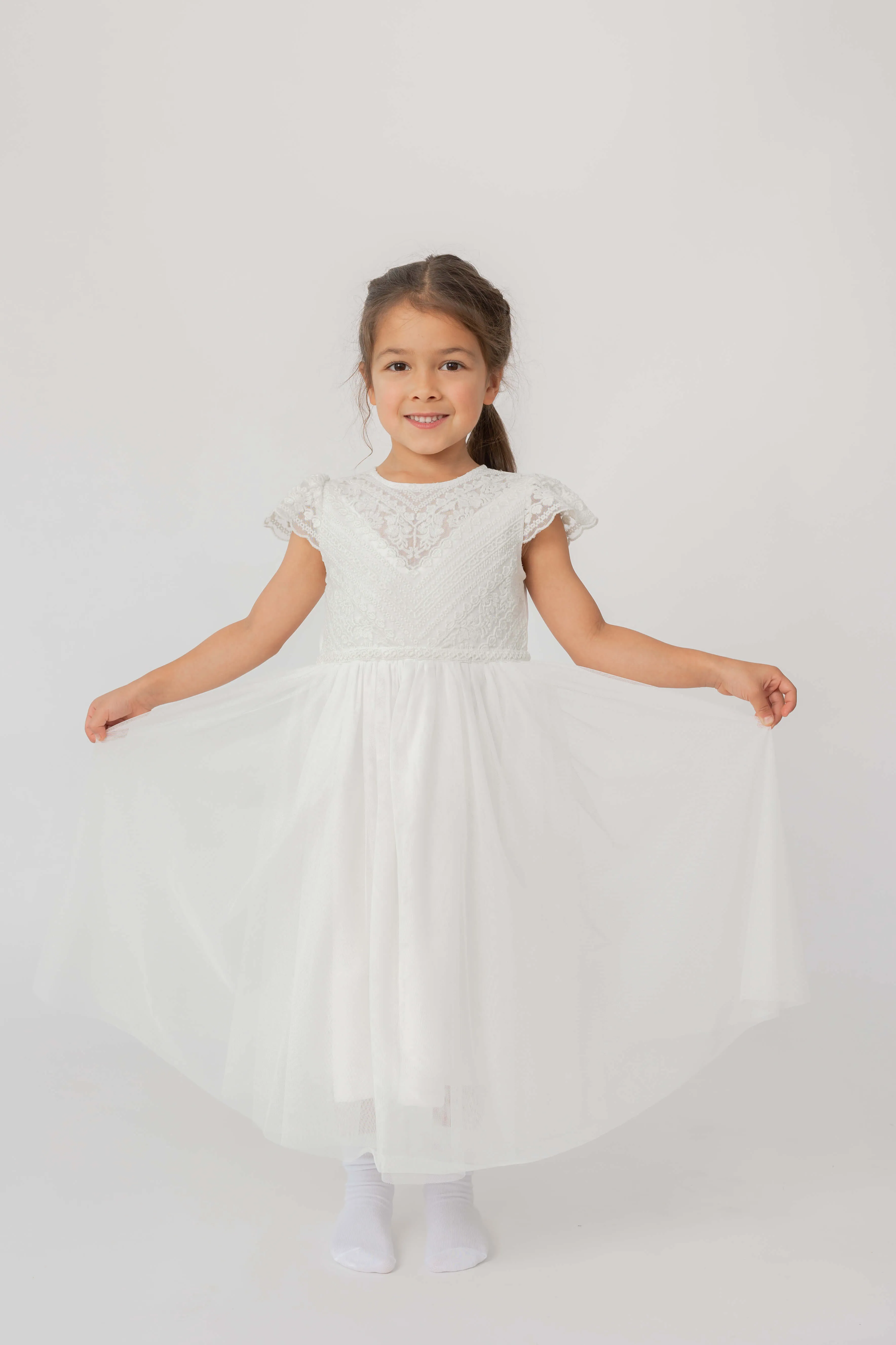 Hannah - church dress with delicate lace