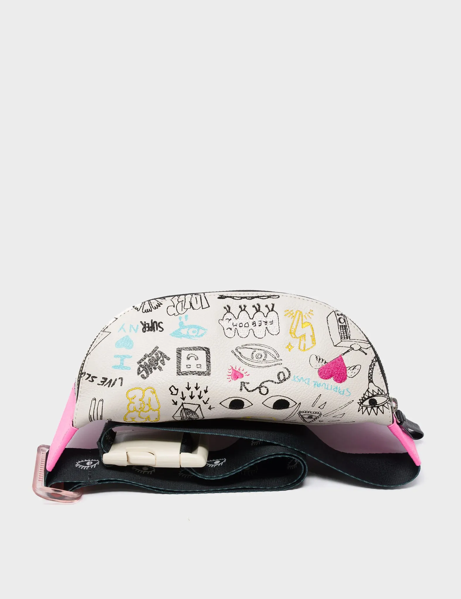 Harold Fanny Pack Cream Leather - Urban Doodles Print