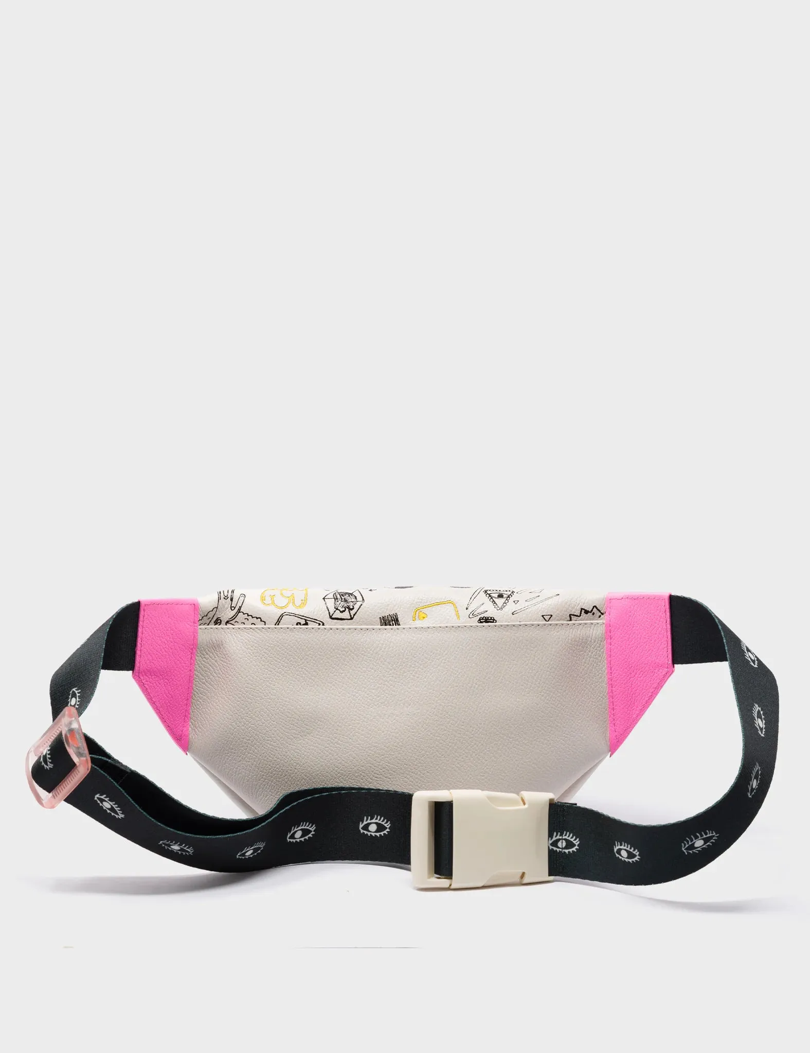 Harold Fanny Pack Cream Leather - Urban Doodles Print