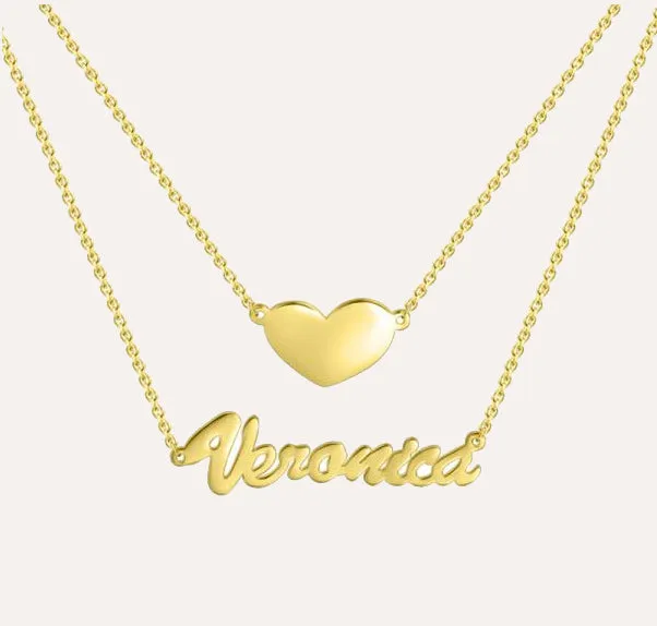 Heart & Name Layered Necklace