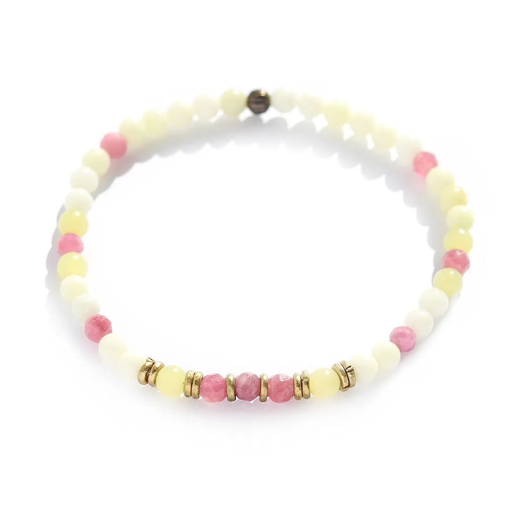 Jade and Pink Tourmaline Delicate Bracelet *Final Sale*