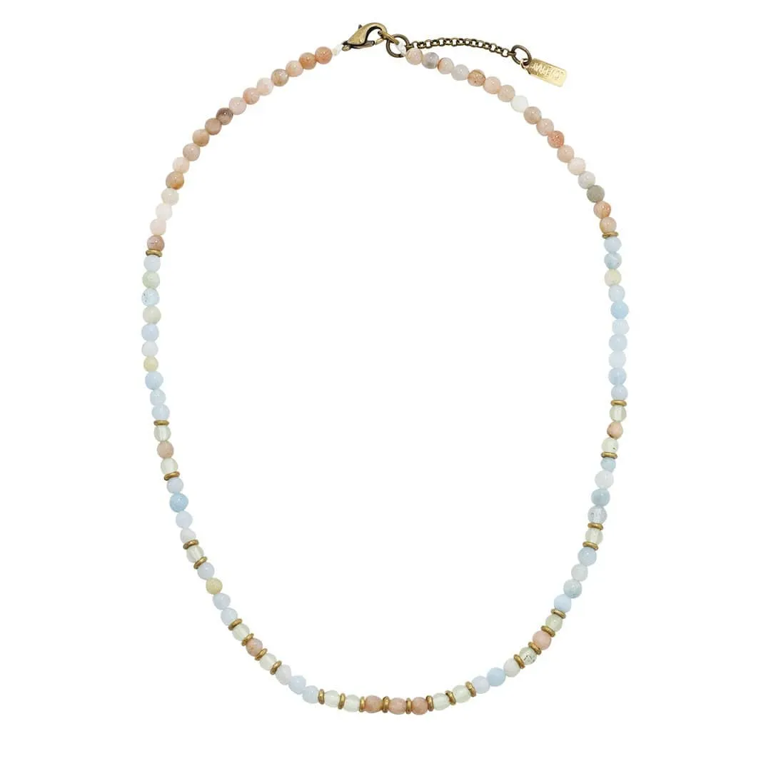 Joy and Calm Aquamarine Sunstone and Prehnite Delicate Necklace