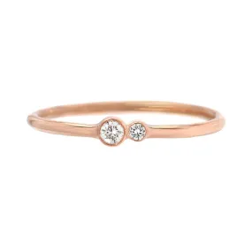 Kissing Diamonds Delicate Gold Ring