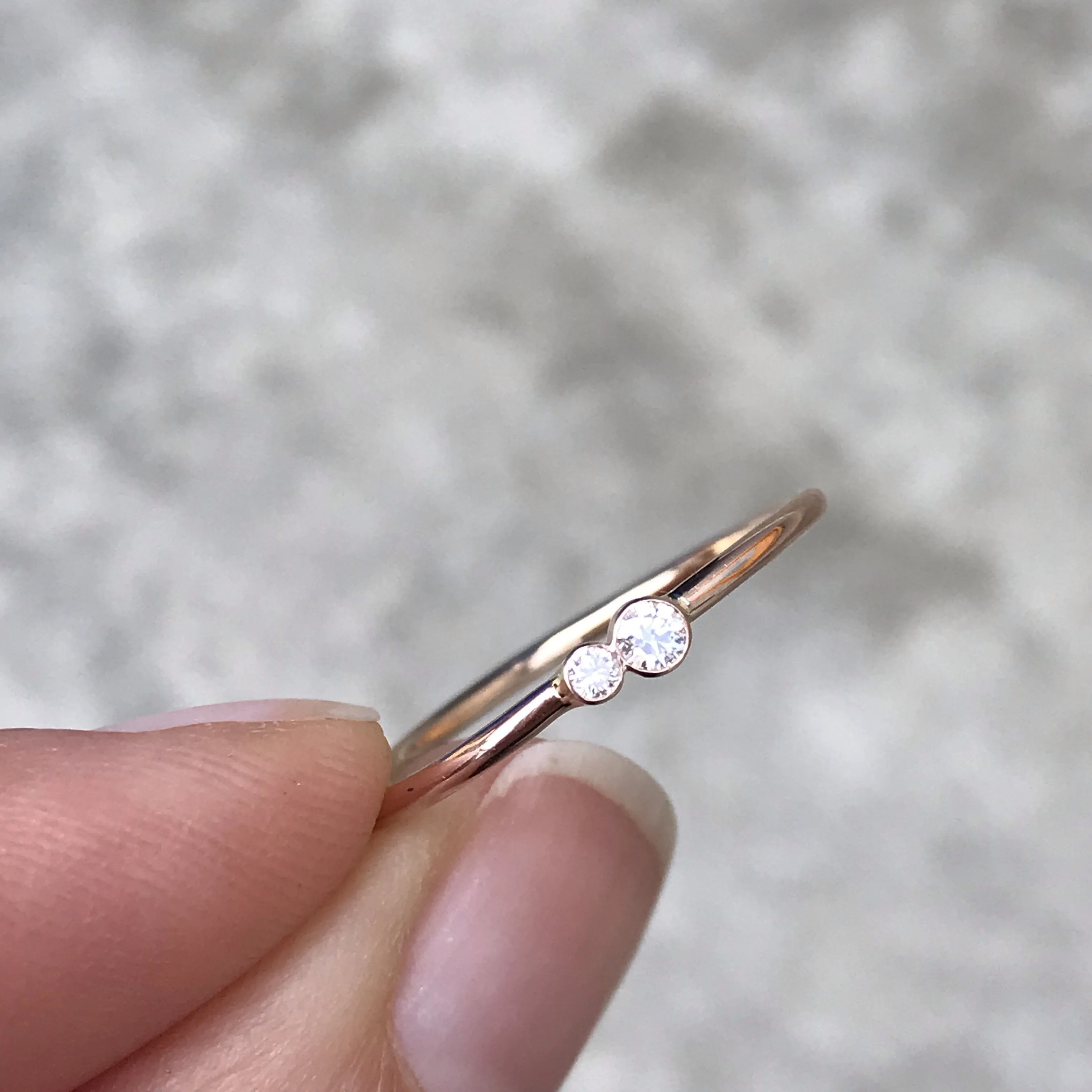 Kissing Diamonds Delicate Gold Ring