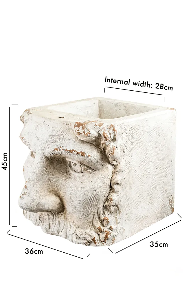 Large Rustic Stone Effect Classical Face Planter