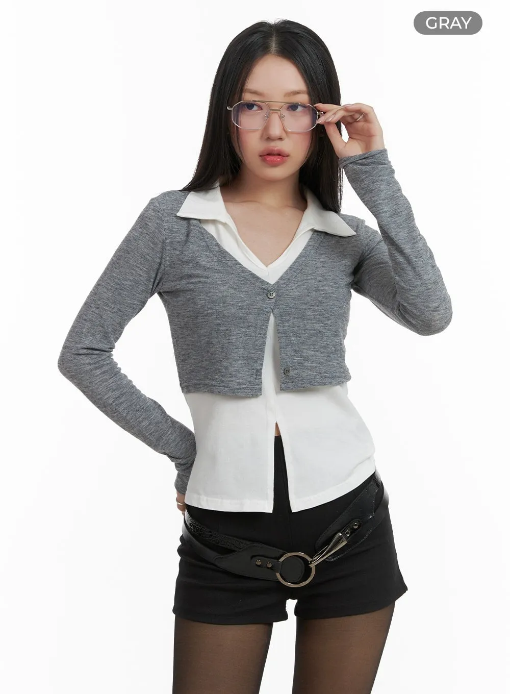 Layered Collared Cardigan CA409