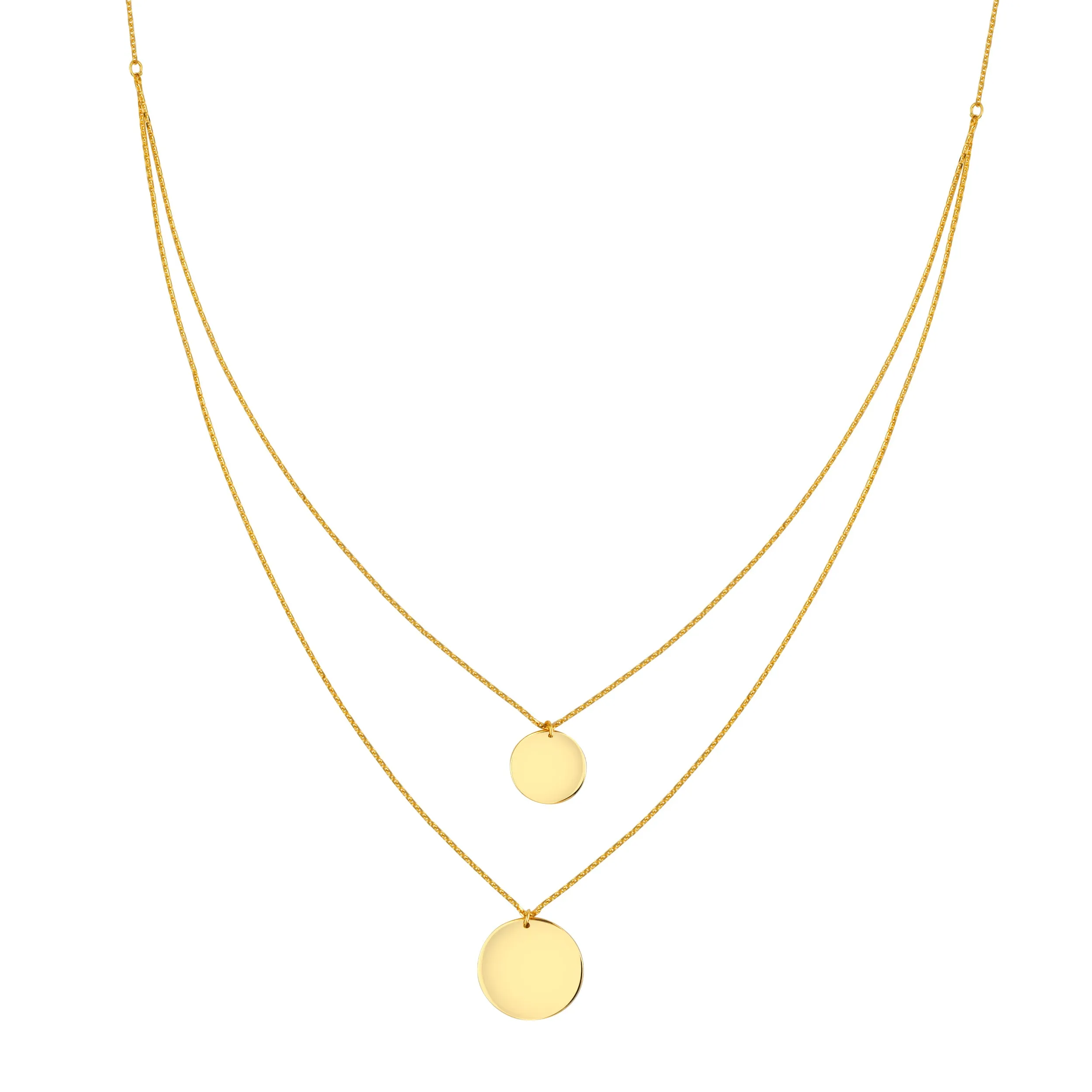 LAYERED DISC NECKLACE 14K