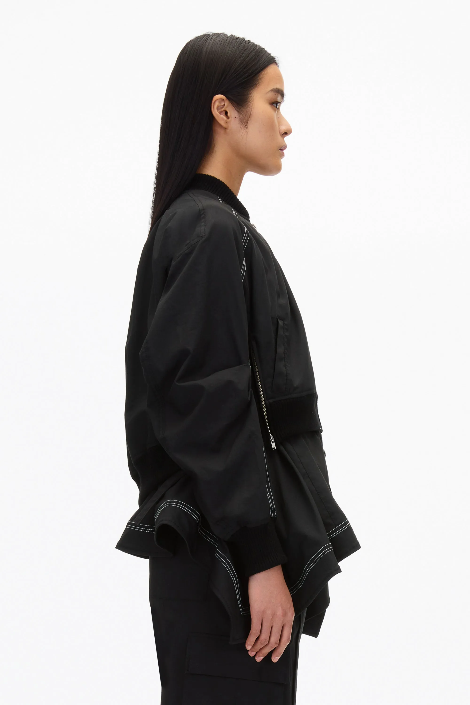 Layered Flounce Bomber Jacket