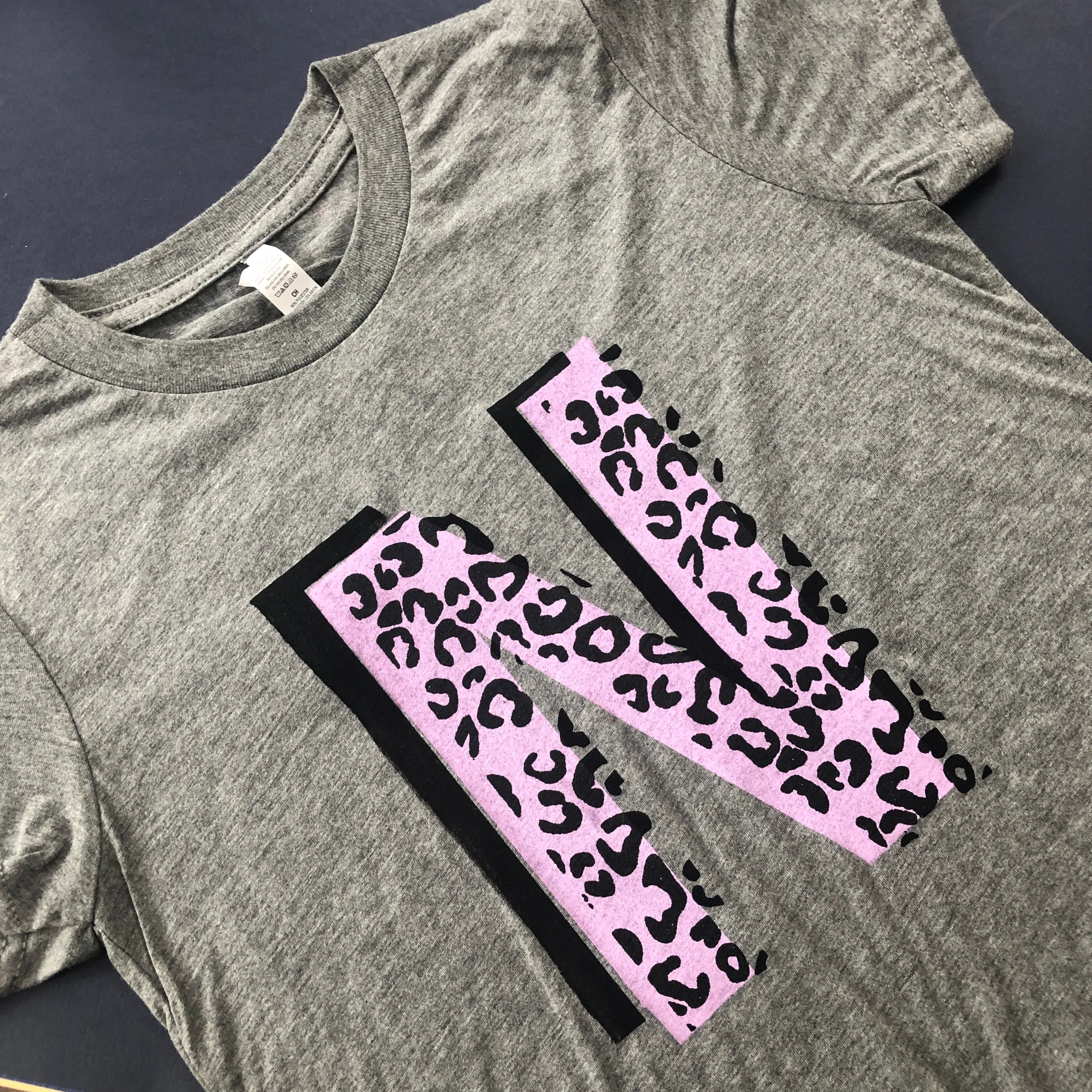 Layered Leopard Initial Ladies Tee / Raglan