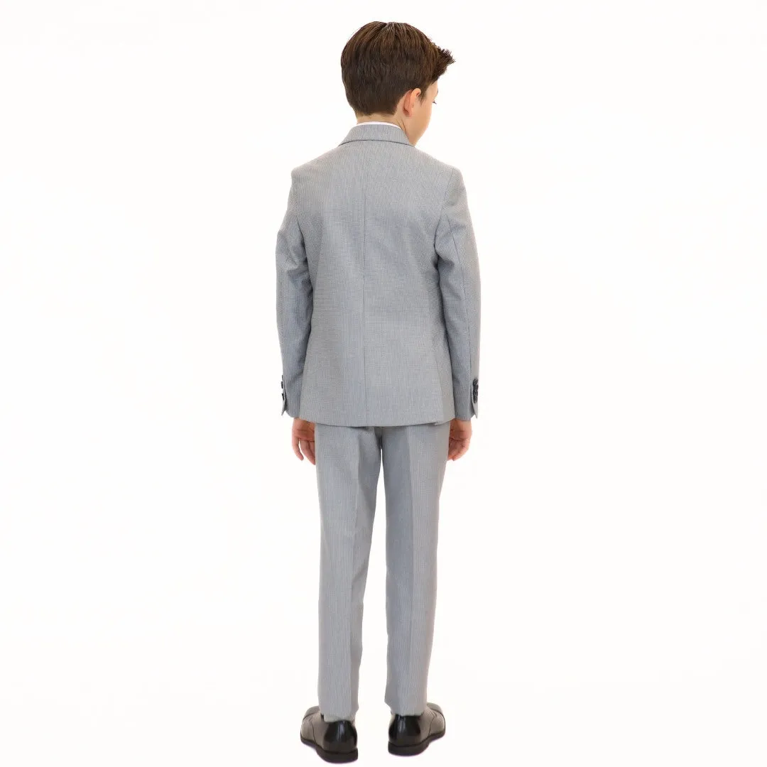 Leo & Zachary Boys Slim Cooled Basket Weave Suit_Blue 5828