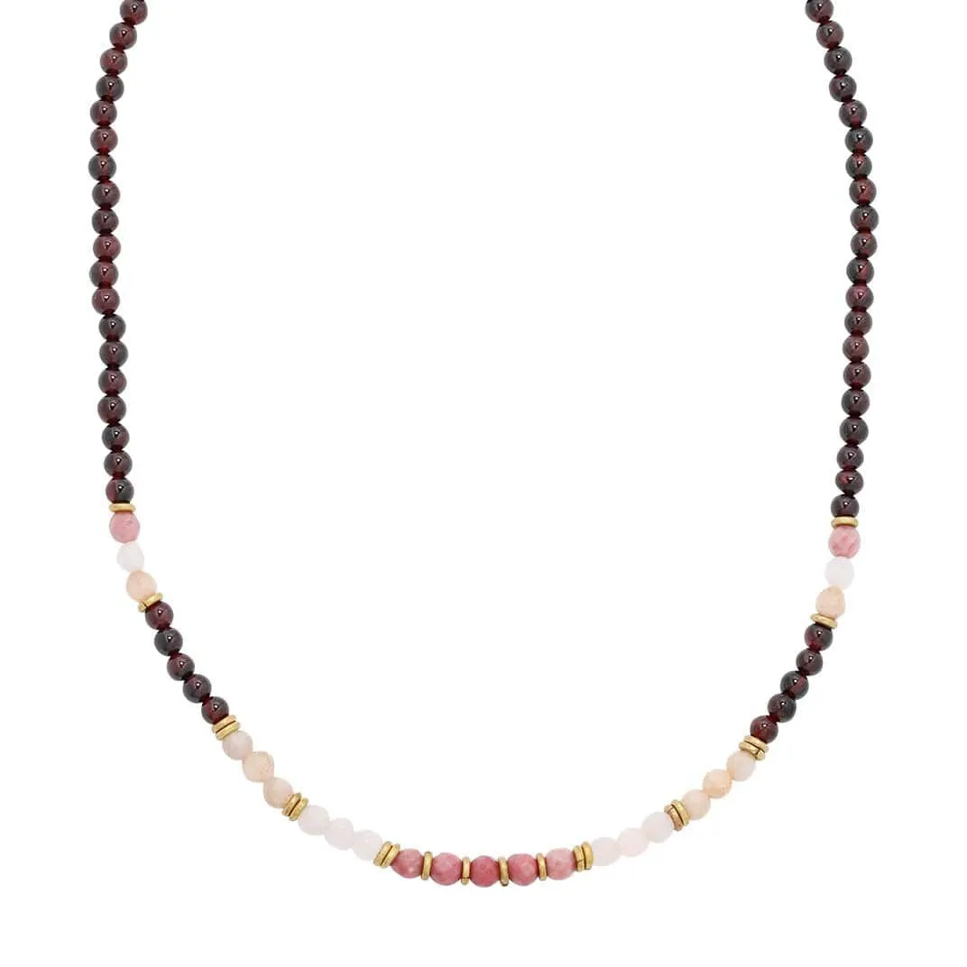 Love and Self Love Garnet and Rose Quartz Delicate Necklace