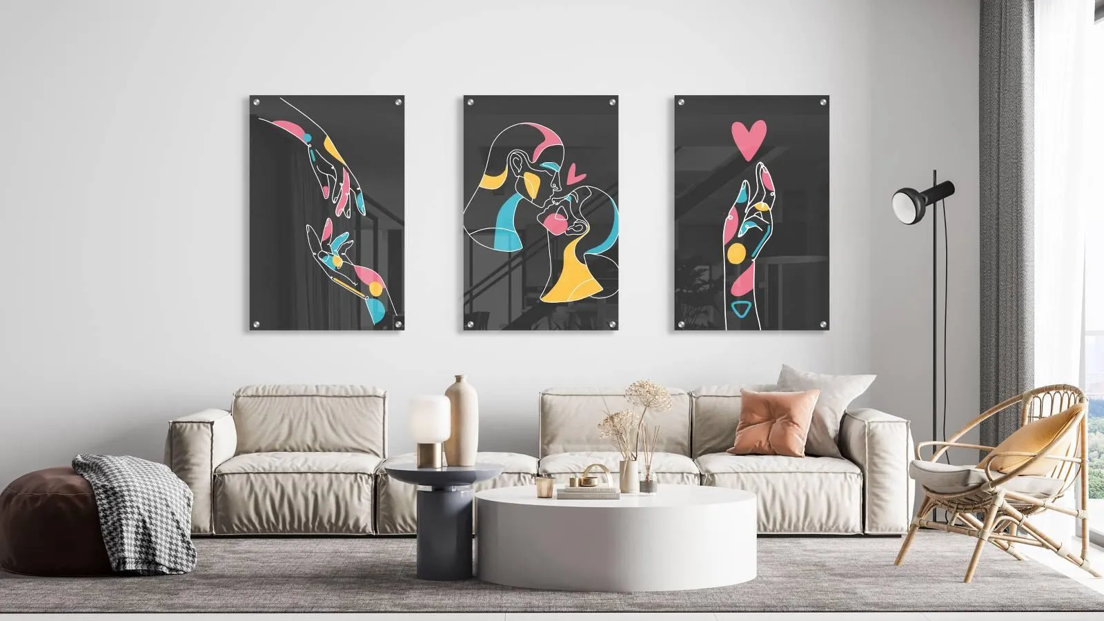 Love Art Set of 3 Prints Modern Wall Art Modern Artwork