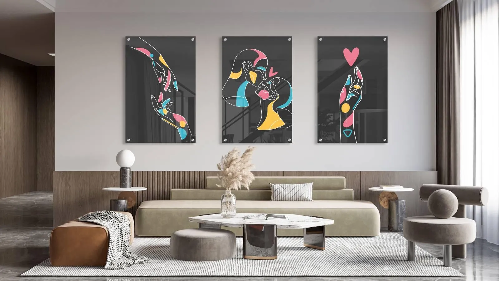 Love Art Set of 3 Prints Modern Wall Art Modern Artwork