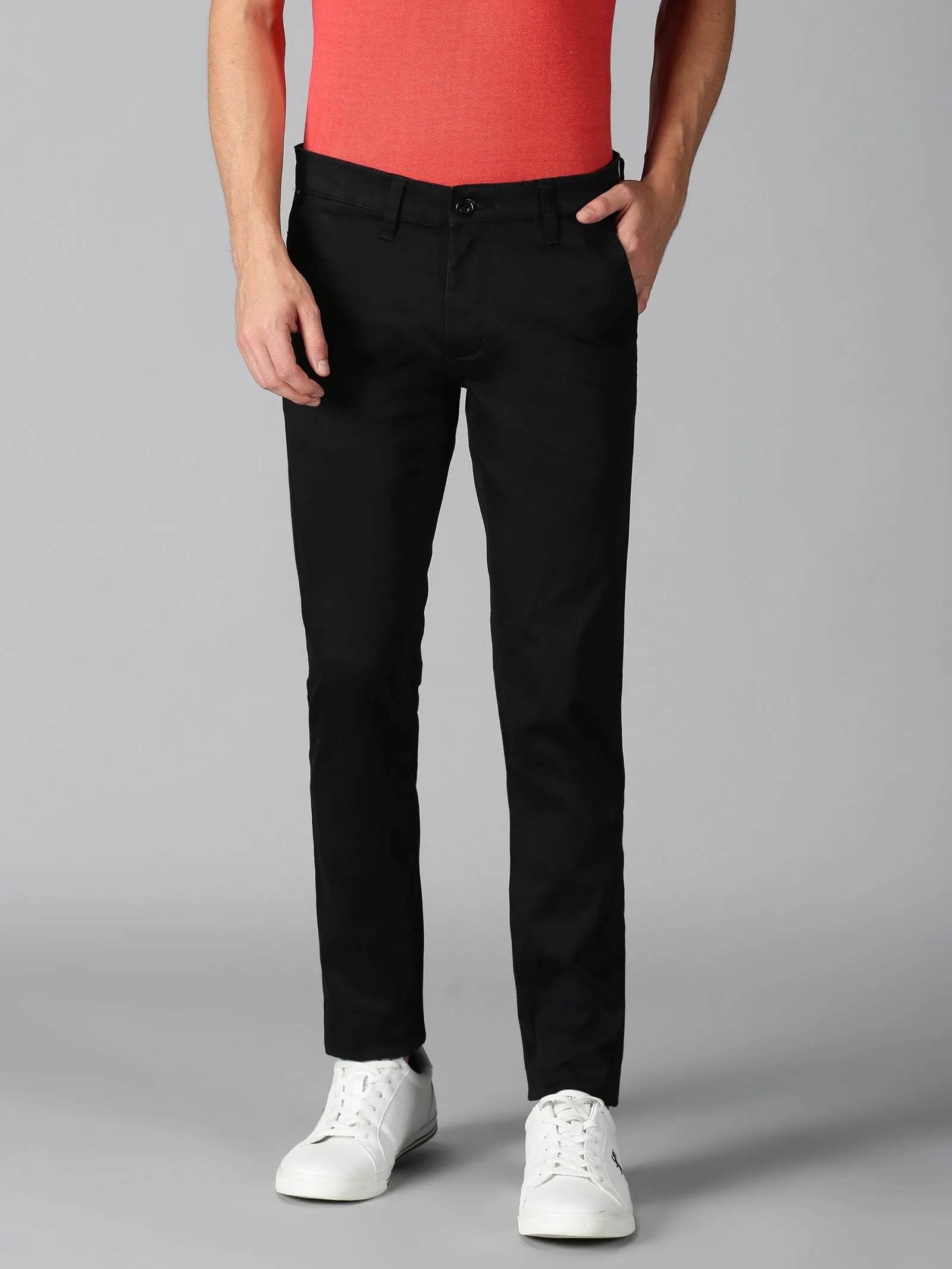 MEN'S BLACK SOLID SLIM FIT TROUSER