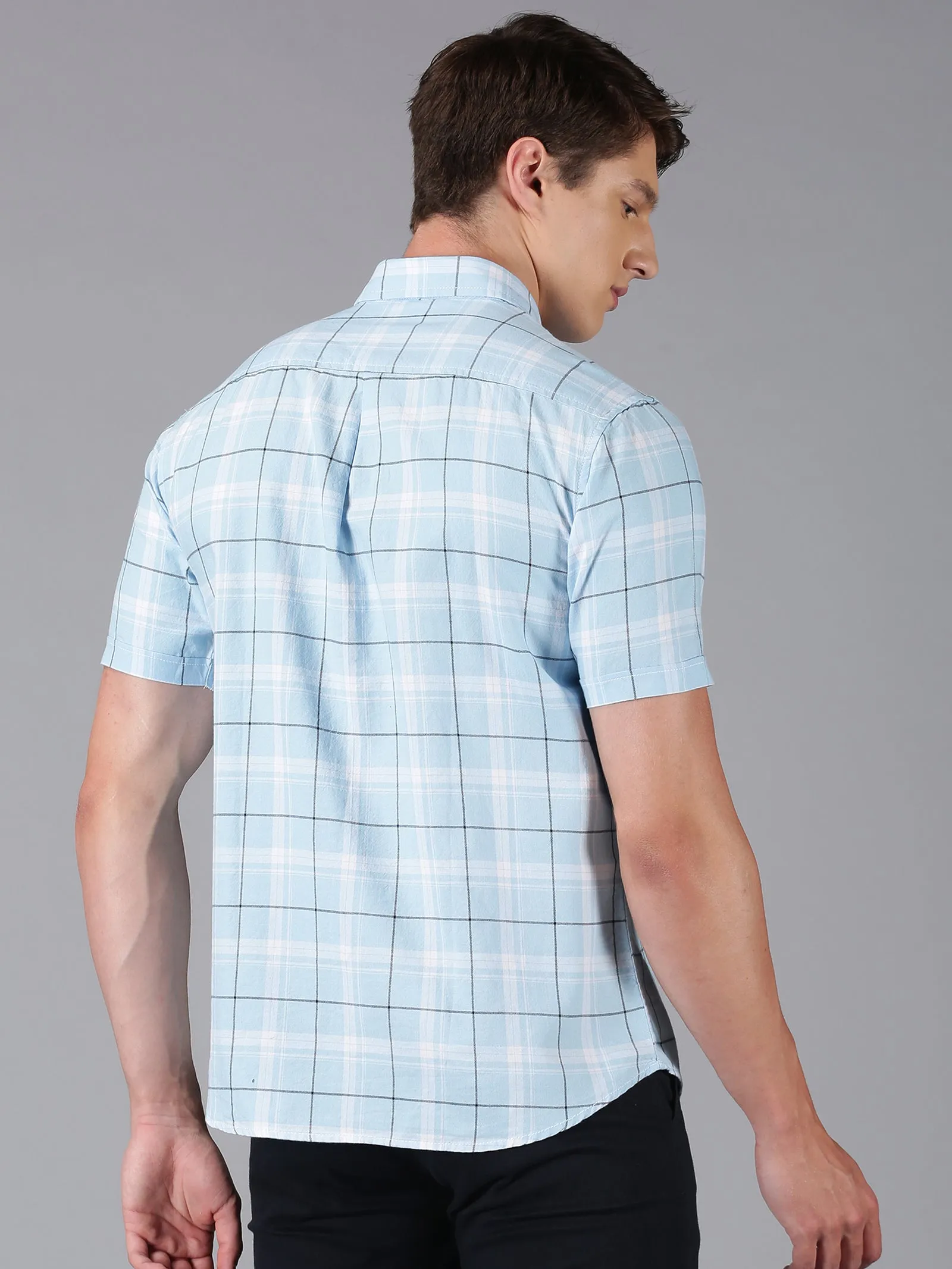 MEN'S BLUE CHECK SLIM FIT SHIRT