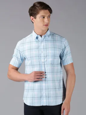 MEN'S BLUE CHECK SLIM FIT SHIRT