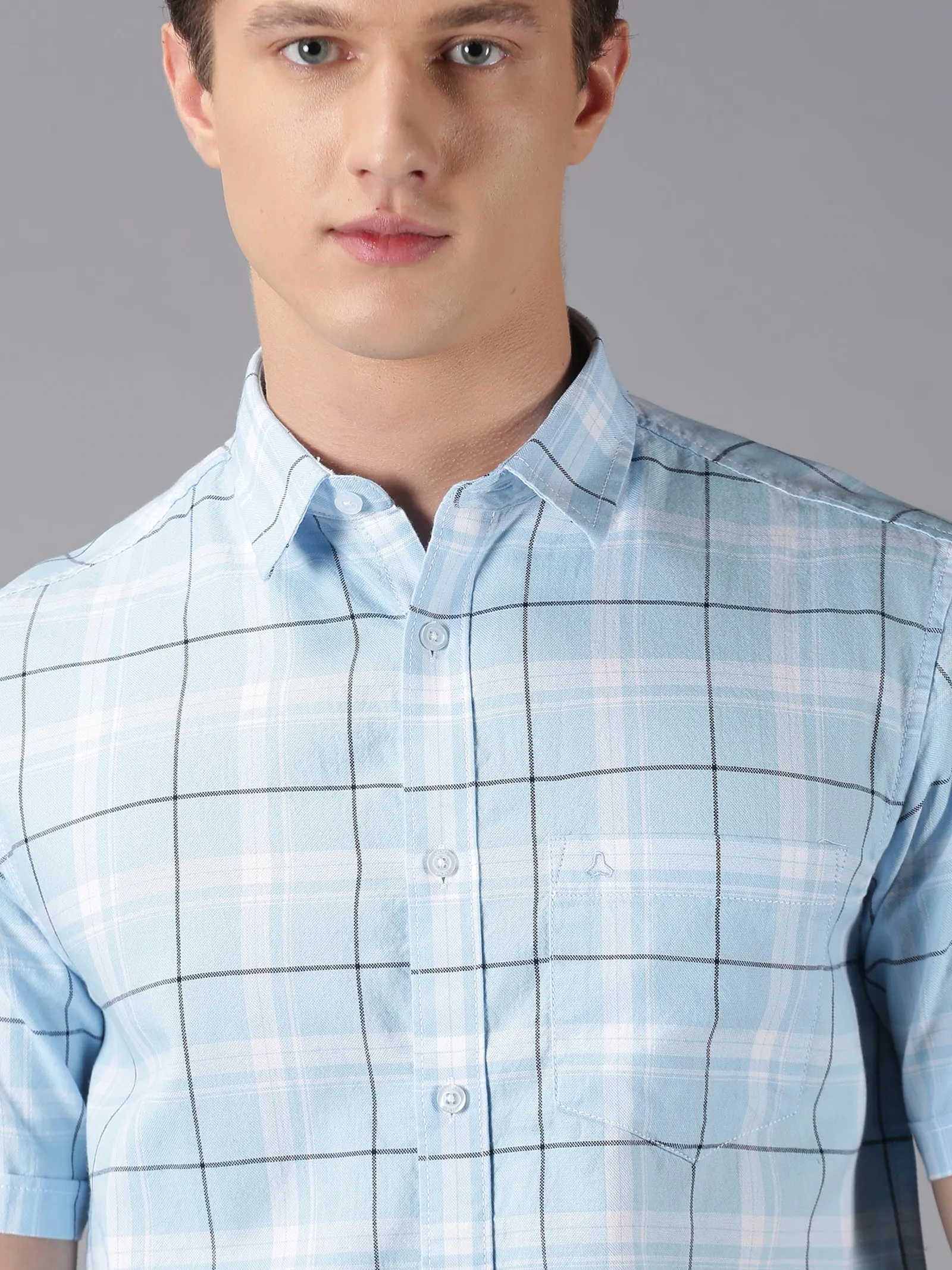 MEN'S BLUE CHECK SLIM FIT SHIRT