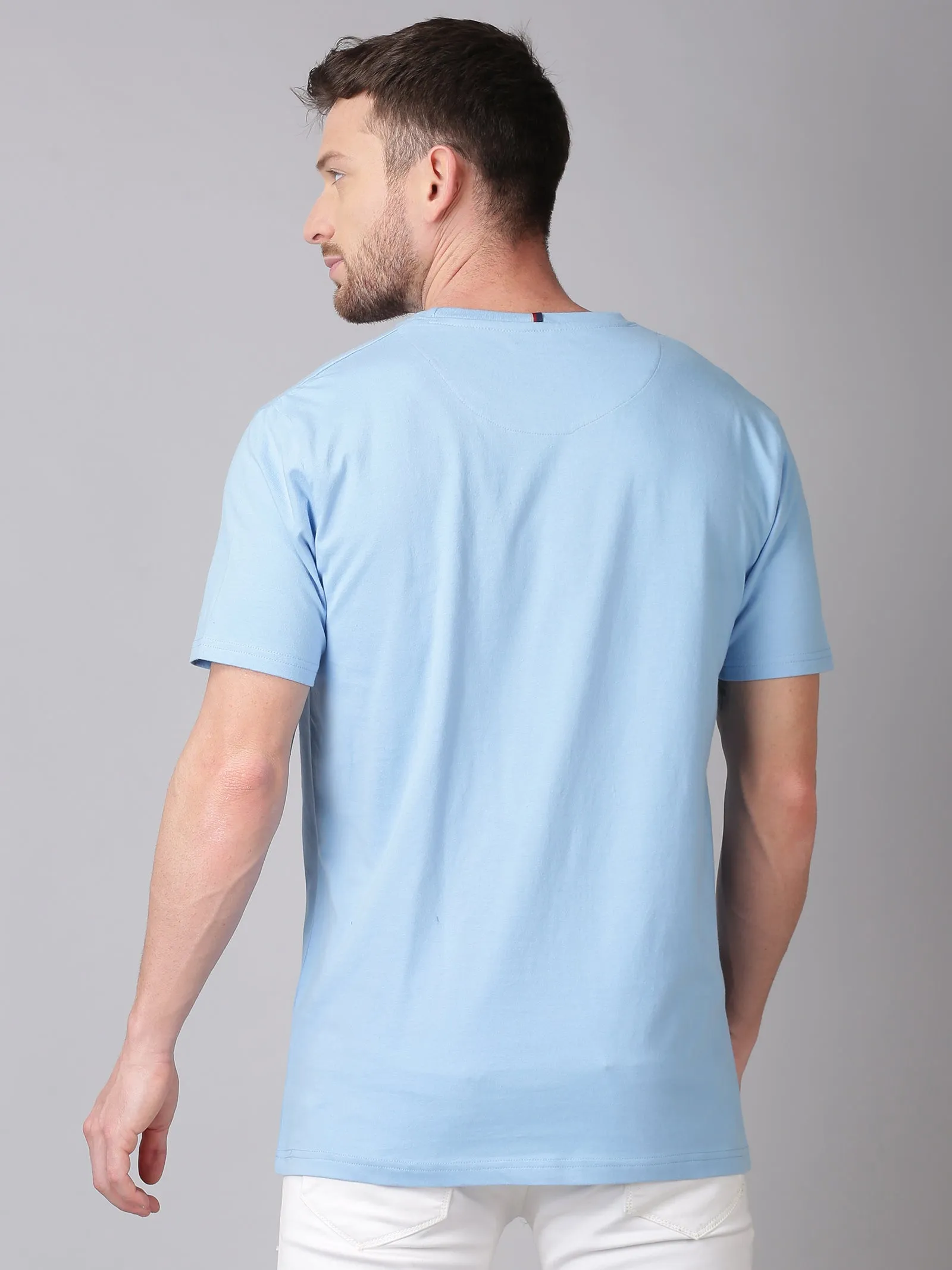 MEN'S BLUE SOLID SLIM FIT T.SHIRT