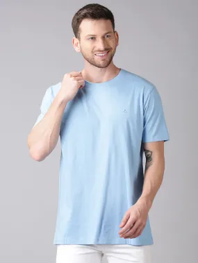 MEN'S BLUE SOLID SLIM FIT T.SHIRT