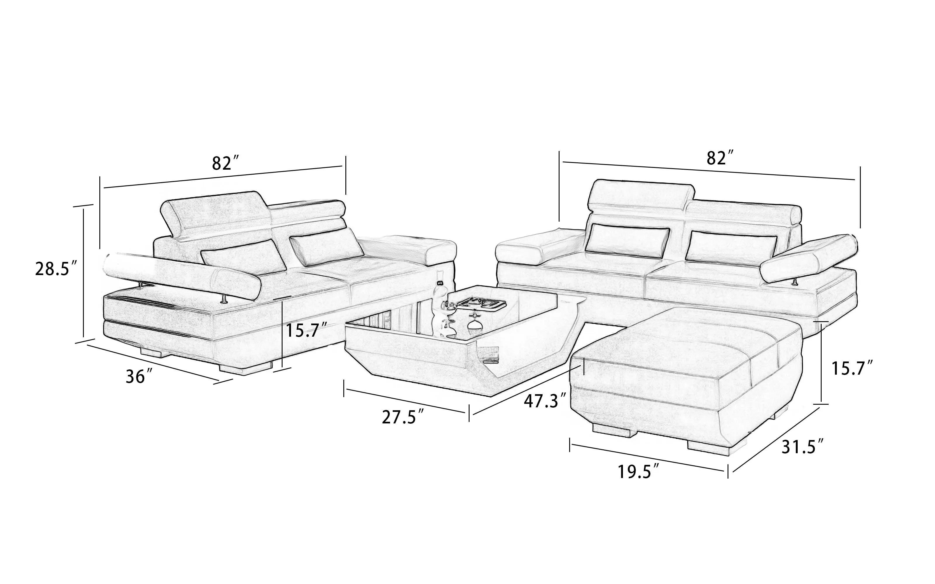 Merdell Modern Leather Sofa Set