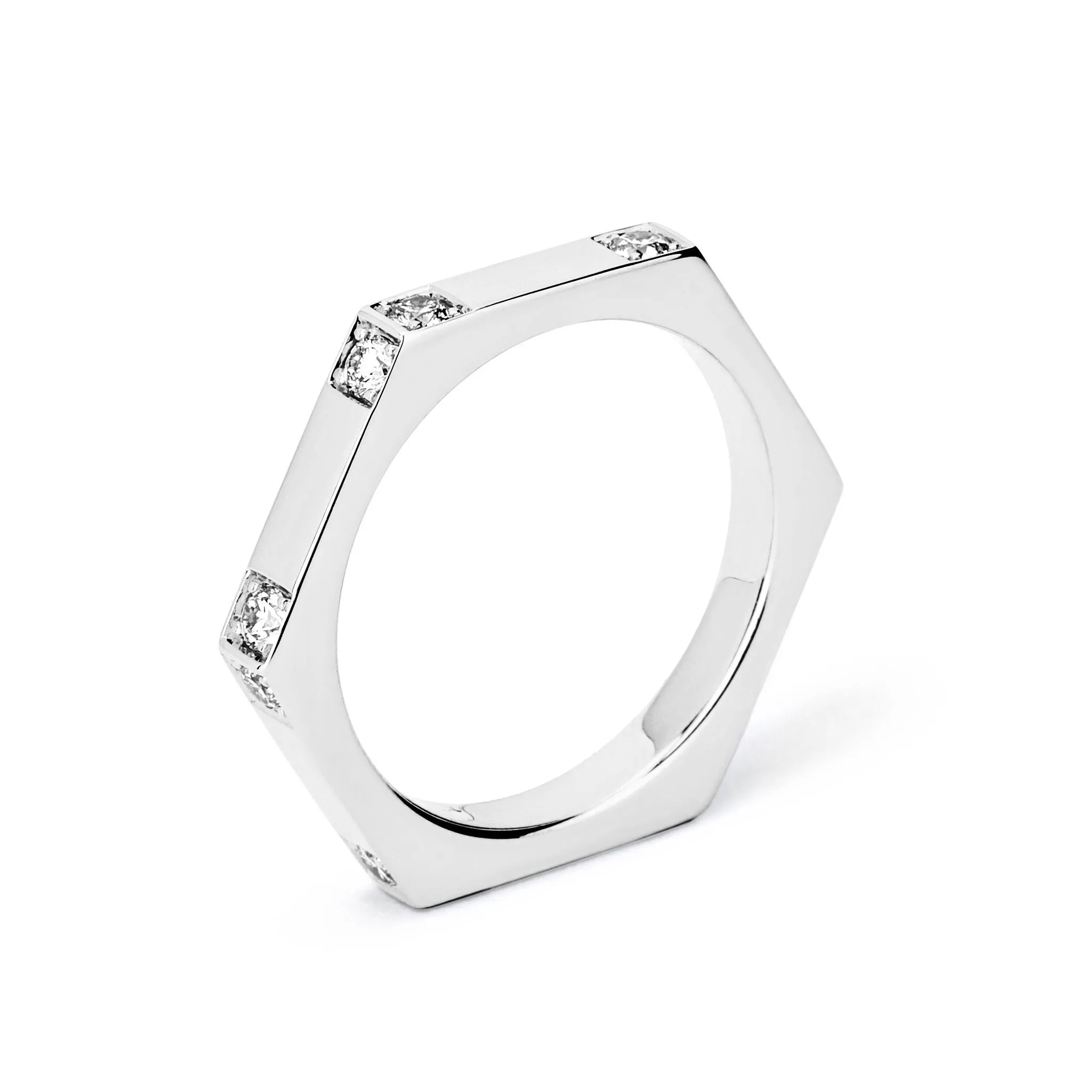 Modern Hex Diamond Band