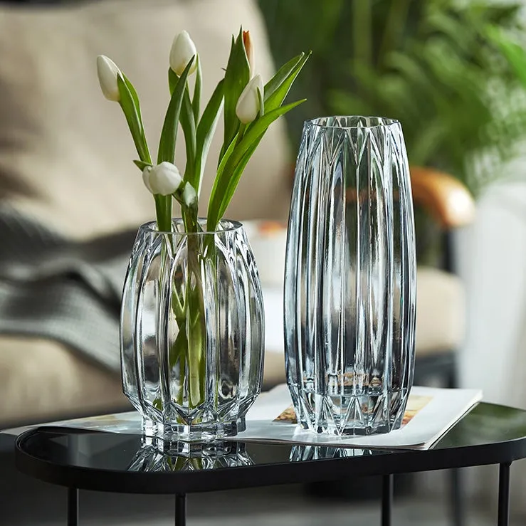 Modern Ribbed Glass Vase