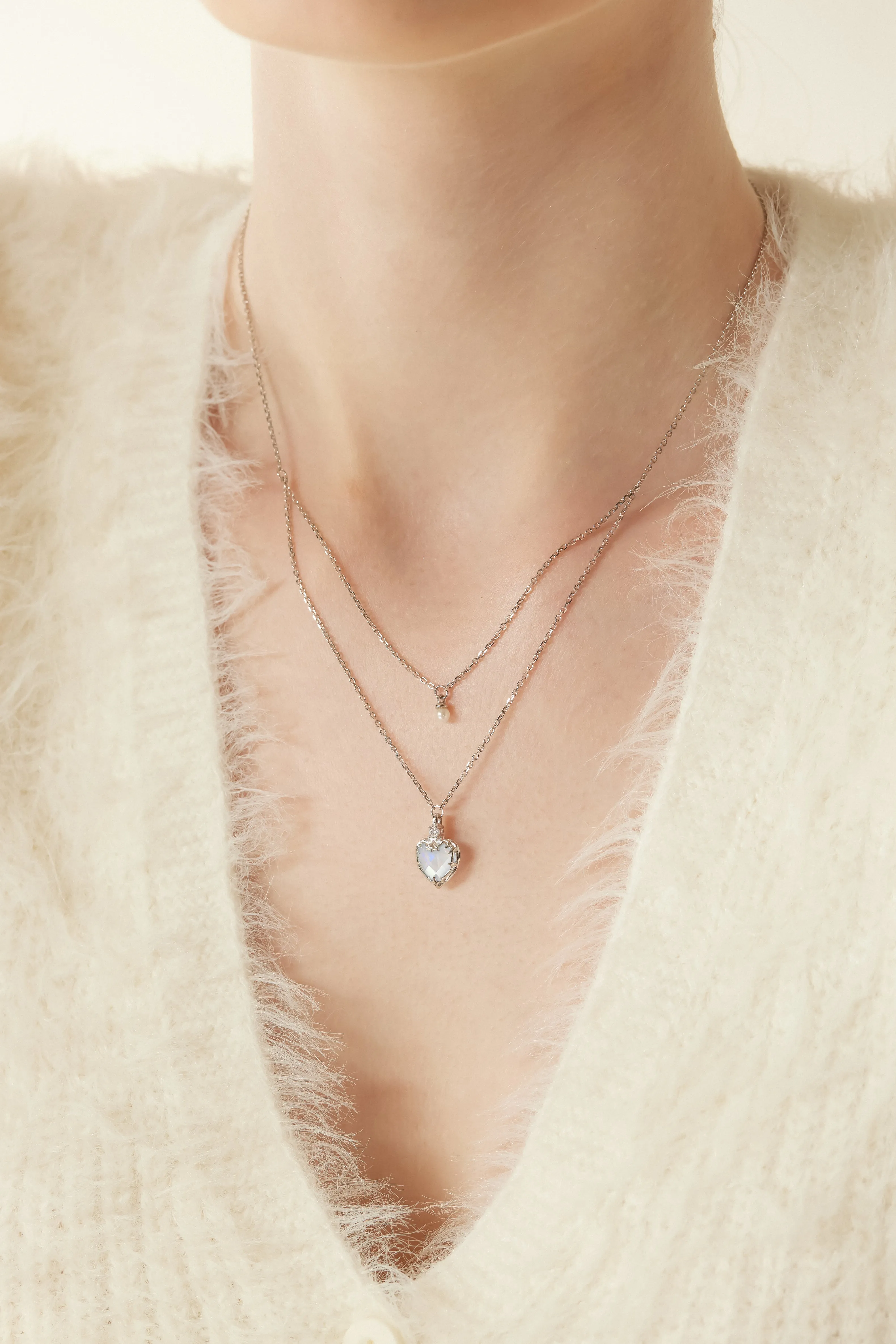 Moonstone & Pearl Silver Layered Necklace - Miracle