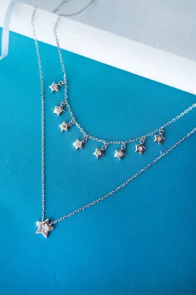 Multilayer Starry Charm Delicate Sterling Silver Necklace